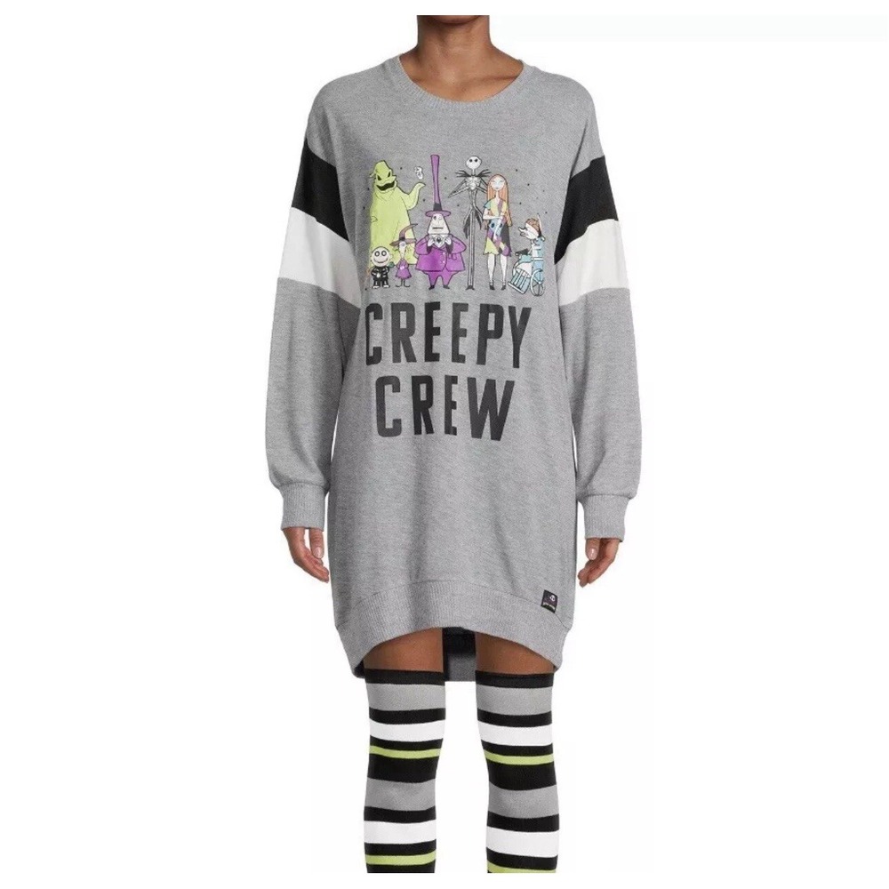 DISNEY Creepy Crew Nightmare Before Christmas Sweater Nightgown Sleep Shirt Sz S